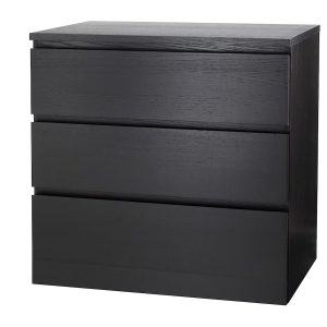 MALM Gavetero Negro Marrón de 3 Gavetas-ARMADO