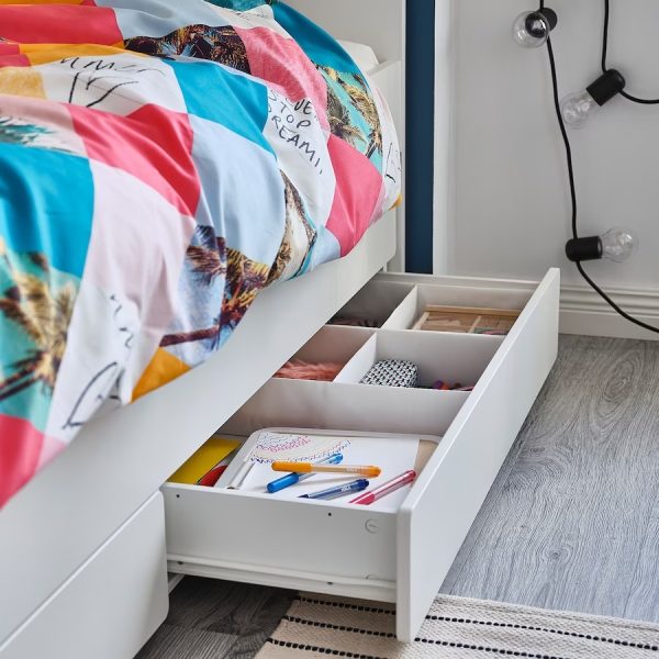 SLAKT Cama Blanca con Cama auxiliar y Gavetas Twin para Niños (sin colchon) - Imagen 2