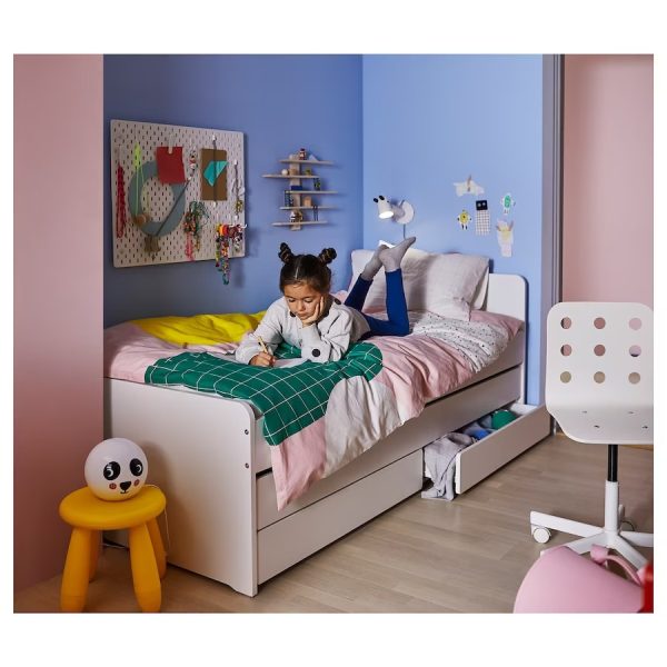 SLAKT Cama Blanca con Cama auxiliar y Gavetas Twin para Niños (sin colchon) - Imagen 6