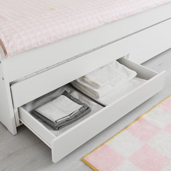 SLAKT Cama Blanca con Cama auxiliar y Gavetas Twin para Niños (sin colchon) - Imagen 4