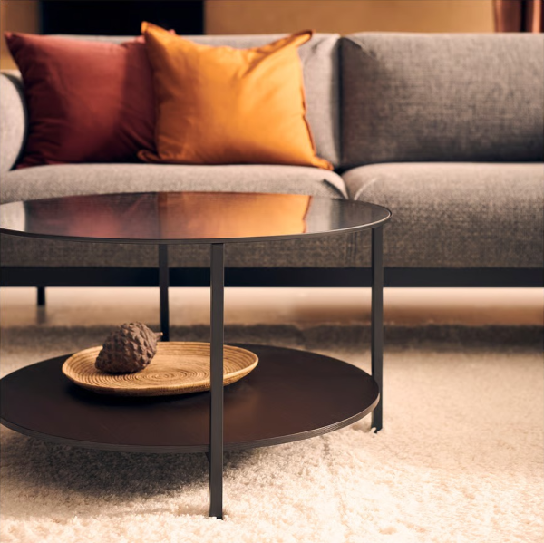 VITTSJO Mesita de Centro de Metal y Vidrio Marrón - Imagen 3