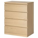 MALM Gavetero Natural de 4 Gavetas