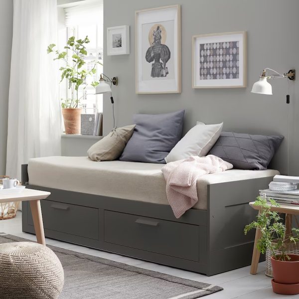 BRIMNES Daybed Cama Extendible GRIS con Gavetas (No incluye colchon), - Imagen 2