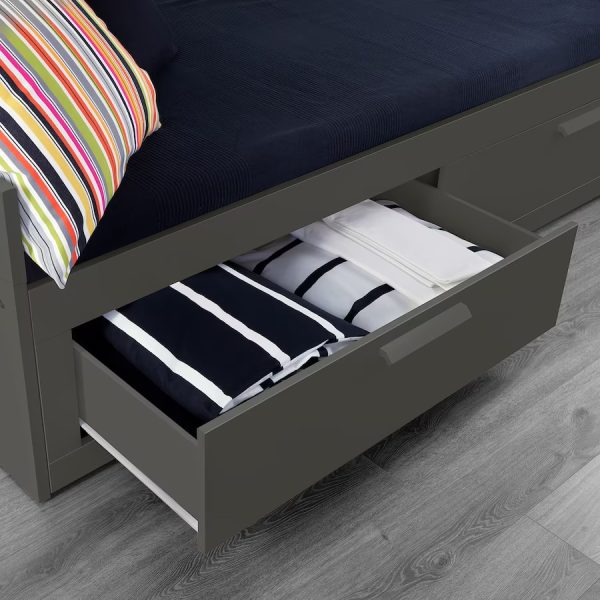 BRIMNES Daybed Cama Extendible GRIS con Gavetas (No incluye colchon), - Imagen 4