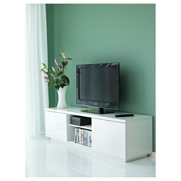 BYAS Mueble TV Blanco Brillante - Imagen 2