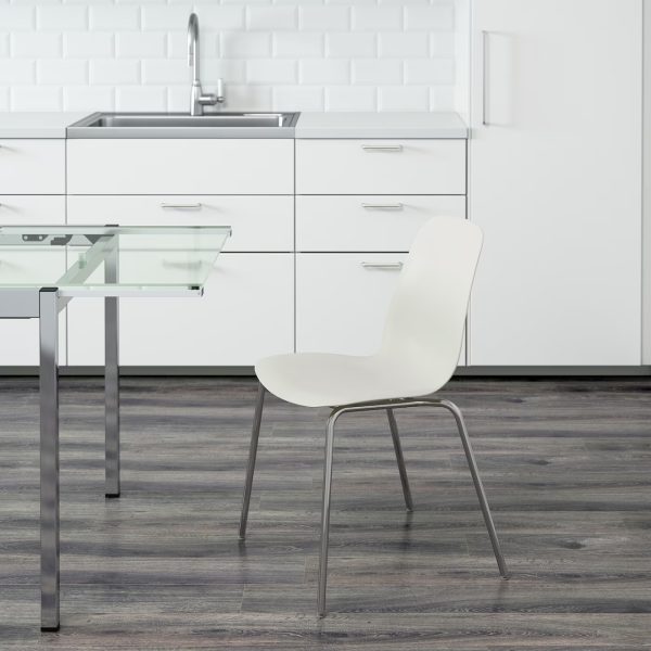 LEIFARNE Silla Base cromada Asiento Blanco Armada - Imagen 4