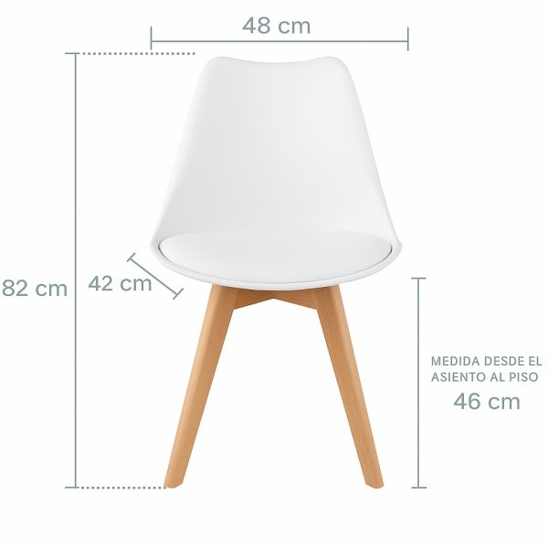 Silla Blanca con Base de Madera - Imagen 4