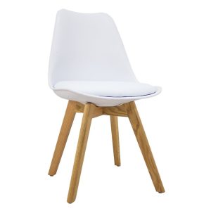 Silla Blanca con Base de Madera