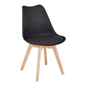 Silla Negra con Base de Madera