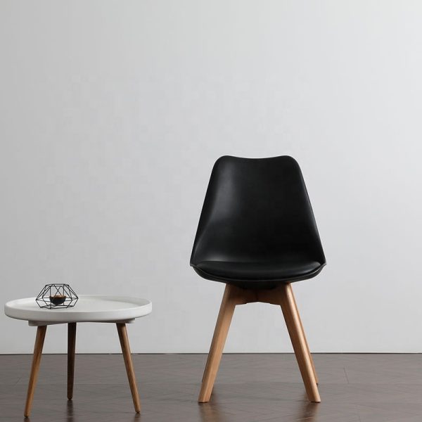 Silla Negra con Base de Madera - Imagen 2