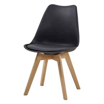 SILLA PARA COMEDOR DECOEXPRESSPTY (2) Silla Negra con Base de Madera - Imagen 1