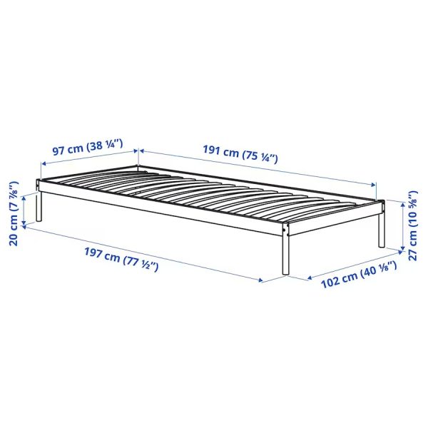 VEVELSTAD Cama Blanca Twin (No incluye colchon) Armada - Imagen 6