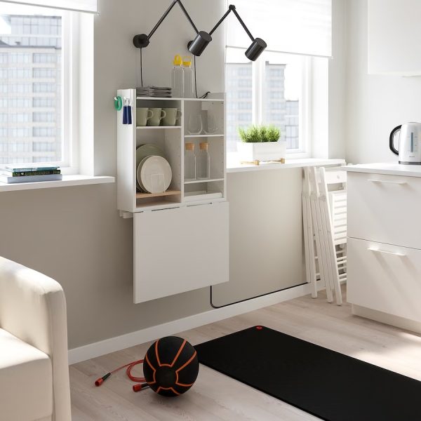 NORBERG Mesa de Pared Plegable Blanca Armada - Imagen 2