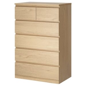 MALM Gavetero Natural De 6 Gavetas Vertical