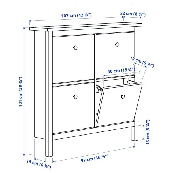 HEMNES Zapatera Blanco Con Gaveta Armada - Imagen 6