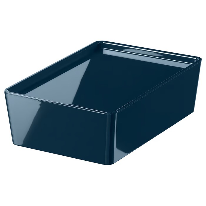 caja con tapa en color azul oscuro ikea panama decoexpress (1) KUGGIS Caja con Tapa Negro-Azul - Imagen 1