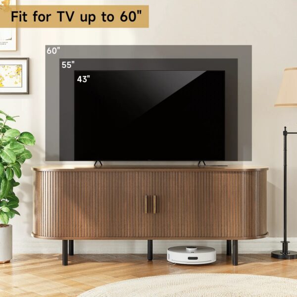 Mueble de TV Moderno de Madera Jalonda con Almacenamiento y Estantes - Imagen 2