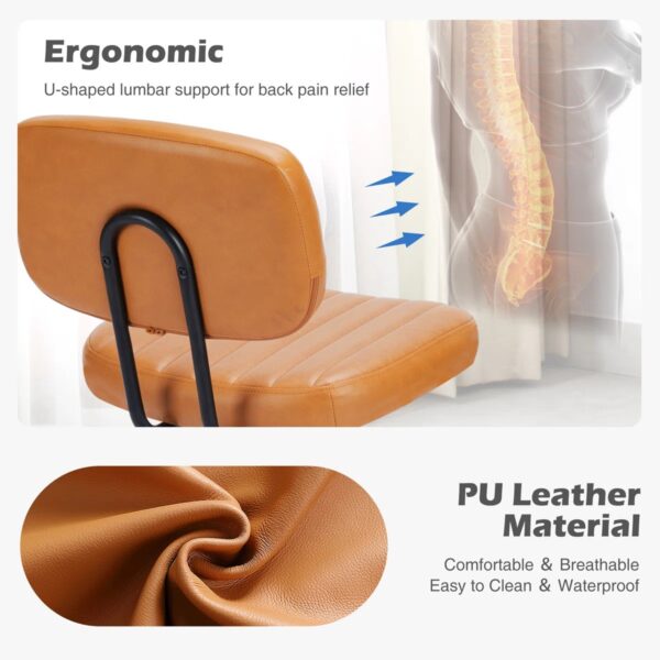 Silla de oficina sin brazos giratoria de piel sintética con respaldo - Imagen 2