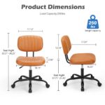 Silla de oficina sin brazos giratoria de piel sintética con respaldo - Imagen 3