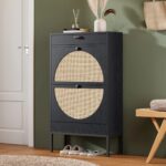 Gabinete de Almacenamiento de Zapatos de Ratán Natural