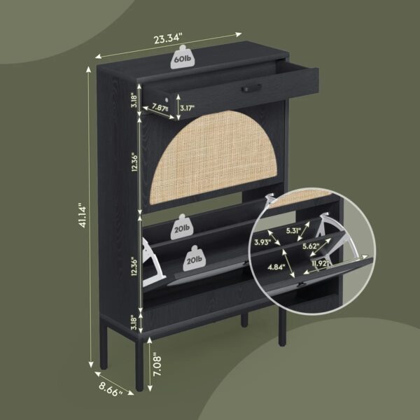 Gabinete de Almacenamiento de Zapatos de Ratán Natural - Imagen 3