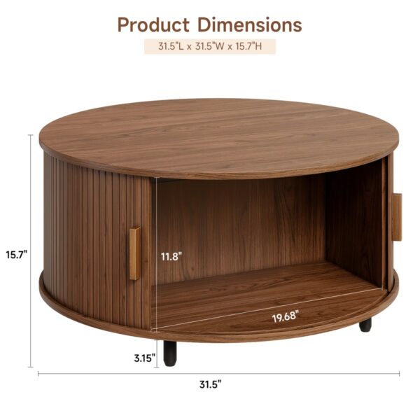 Mesa de Centro Redonda  con almacenamiento 80cms - Imagen 2
